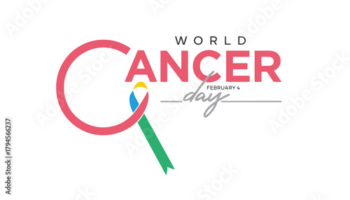 World Cancer Day February 4 Awareness Ribbon Healthcare Illustration