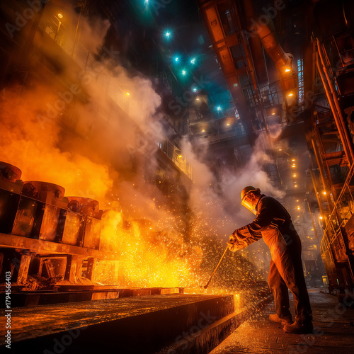 Industrial Worker in Heavy Manufacturing Environment
Metal Production Process in Modern Factory