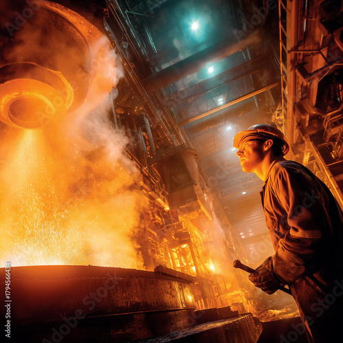 Industrial Worker in Heavy Manufacturing Environment
Metal Production Process in Modern Factory