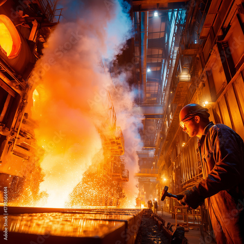 Industrial Worker in Heavy Manufacturing Environment
Metal Production Process in Modern Factory