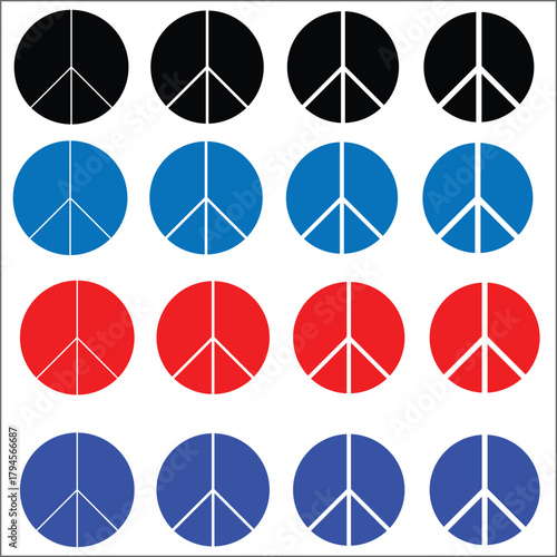 Peace Symbol Icon Set – Minimal Line Variations and Modern Anti-War Vector Illustration