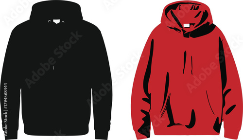 Illustration of black and red hoodie is a versatile and comfortable garment, perfect for layering or wearing on its own, offering warmth and style