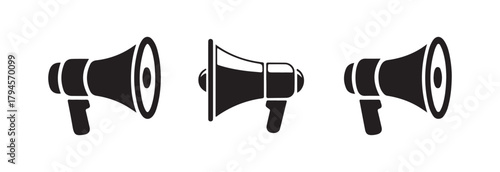 Loud speaker public announcement icon, editable stroke line icons, megaphone icon collection, Flat and line style,  vector illustration EPS 10.