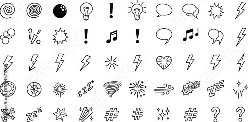 Illustration of hand drawn doodle element set collection of sketch symbols and icons for design use vector illustration with various shapes