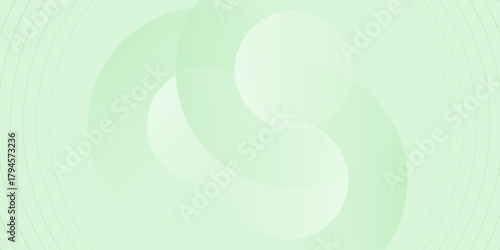 Abstract soft green and white gradient minimalist tone with circles. Simple soft green background. Circle effect style geometric. Vector illustration.
