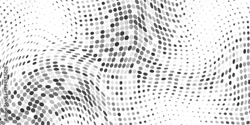 Dotted halftone gradient texture. Vanishing polka dot background. Repeating dots gradation pattern background. Black fading comic pop art overlay backdrop
