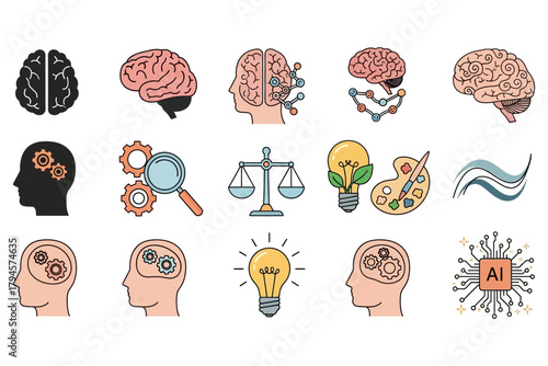 Mind, Logic, and Creativity - Vector Icon Collection