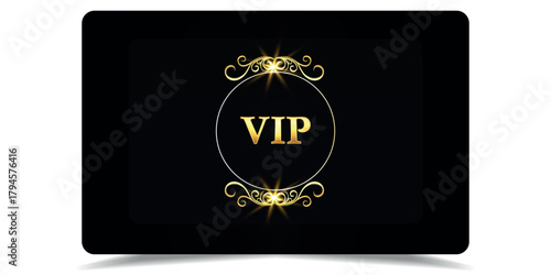 VIP gold card. Luxury texture template vip design. Golden ticket on black background for invitation, club, award, casino, certificate. Exclusive premium card.