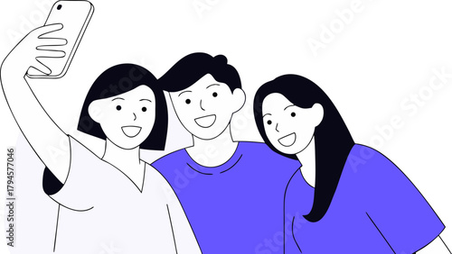 Minimalist Black Silhouette Group of Friends  