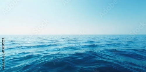 Vast, tranquil ocean stretching to the horizon, undisturbed waves creating a serene seascape Perfect for travel, nature, and calming themes , nature, sky, sea view