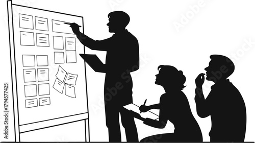 Minimalist Black Silhouette Startup Team Pitching Ideas  