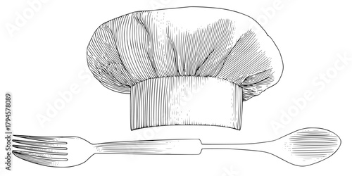 Elegant Chef's Hat & Spatula | Clean, isolated vector art for creative projects.