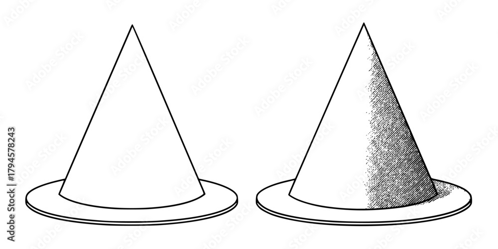 Fototapeta premium Elegant, Monochrome Paper Party Hats | Clean, isolated vector art for creative projects.