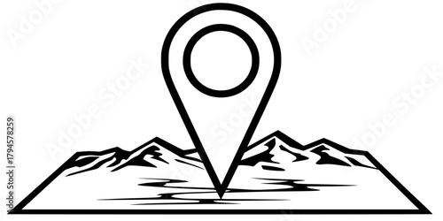 Exploring Unknown: Journey Through Mountains | Clean, isolated vector art for creative projects.