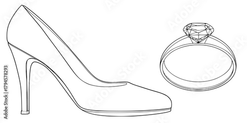 Elegance Promise: Classic Engagement Scene | Clean, isolated vector art for creative projects.