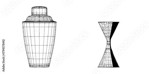 Elegant Cocktail Shaker Set | Clean, isolated vector art for creative projects.