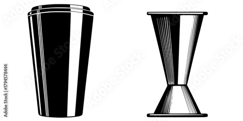 Classic Cocktail Kit: Shaker Cup | Clean, isolated vector art for creative projects.