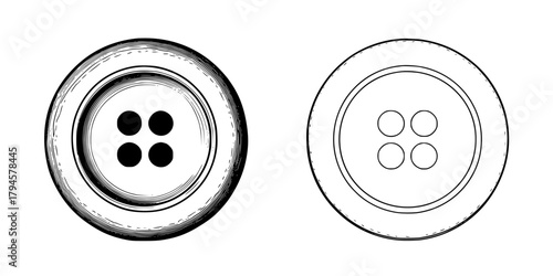 Classic Sewn Buttons: Timeless Essentials Clothing Decor | Clean, isolated vector art for creative projects.