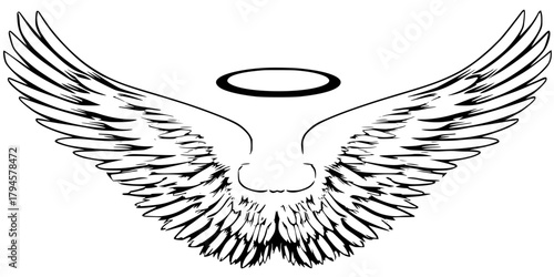 Wing ethereal guardian | Clean, isolated vector art for creative projects.