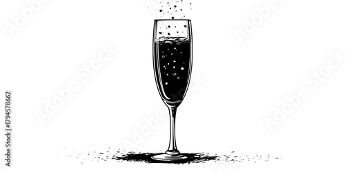 Elegant Toast: Champagne Flute Celebrates Special Moment | Clean, isolated vector art for creative projects.