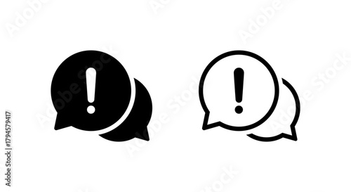 Chat alert icon. Message bubble with exclamation mark symbol. Warning or urgent communication sign