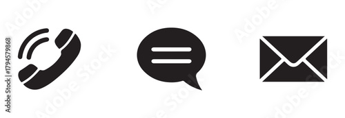 Contact icon set, clean contact & communication Icon, comment icon speech bubble symbol Chat message icon,  vector illustration EPS 10.