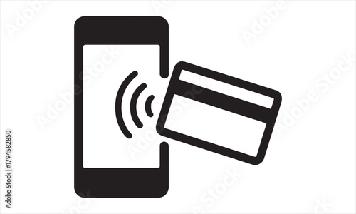 Contactless Mobile Payment Icon Vector Smartphone Credit Card NFC Transaction Symbol