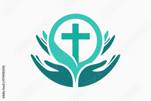 Vector illustration of a Celtic cross with leaves and religious symbols