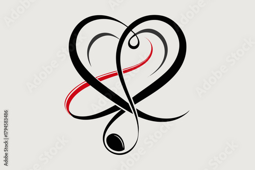 Abstract floral heart vector illustration with love and decorative elements