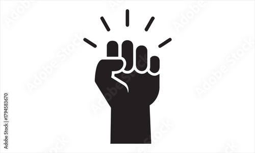 Raised Fist Icon Vector Power Protest Revolution Strength Solidarity Unity Symbol