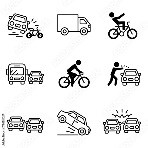 Road safety and transportation icons