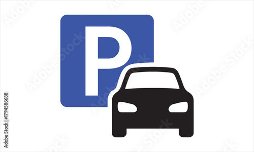 Parking Lot Sign Icon Vector Blue P Symbol Car Automobile Traffic Reservation Area
