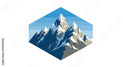 Geometric mountain peaks in contemporary hexagonal design