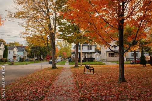 Fotografie Autumn colors at Washington Park, Dunkirk, New York