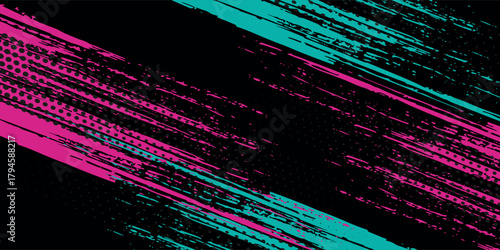 Abstract wrap banner car sticker with sporty line pink and greenish grunge color combination background. Brush grunge stroom. Modern design vector.