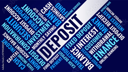 Deposit Word Cloud Design, Deposit Typography Design Concept