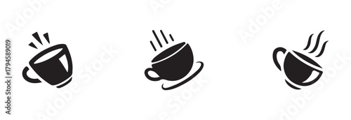 Hot cup beverage icon set, tea and coffee cup icon bundle set, coffee cup icon vector logo set collection, vector illustration EPS 10.