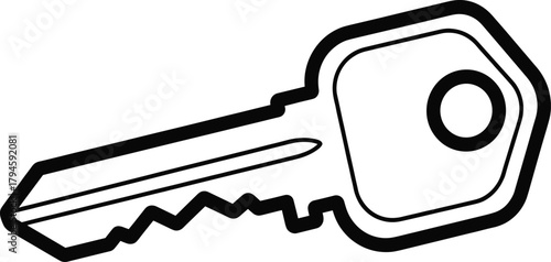 Key Line Art – Black and White Security Symbol for Access and Lock Design