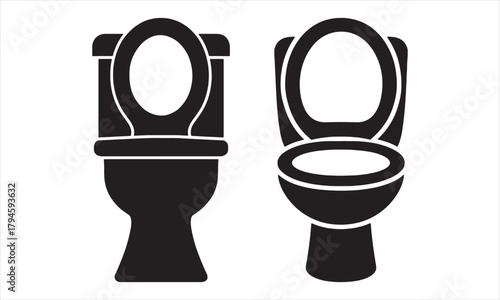 Toilet Bowl Icon Vector Bathroom Fixture Restroom WC Lavatory Water Closet Hygiene Symbol
