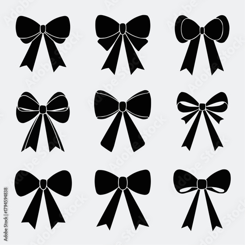 Elegant Bow Silhouettes: A curated collection of stylish bow silhouettes in varying designs and shapes, offering a timeless aesthetic.