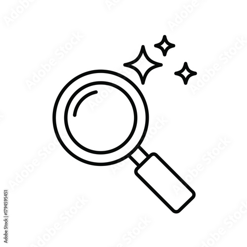 AI search icon set. Magnifying glass with generate symbol. Artificial intelligence technology concept. Icon element for app and web. Vector illustration. Magnifier or loupe sign. Editable stroke.
