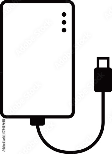 モバイルバッテリーのフラットアイコン