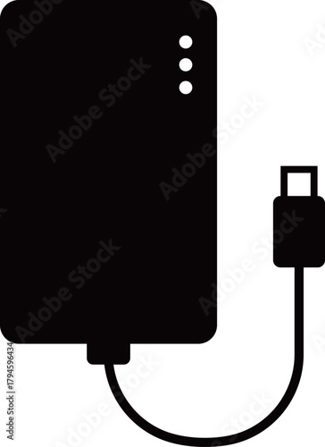 モバイルバッテリーのフラットアイコン