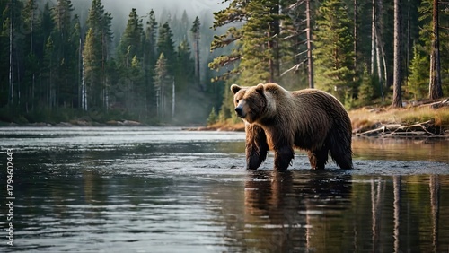 Bear Walking Near Riverbank