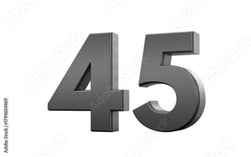 Free Download Sleek metallic Black number 45 Forty five with a glossy surface. 3d illustration - GFXLoad