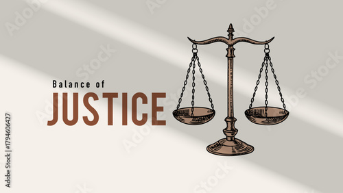 Sketch judicial scales background. Court, law, justice, rights, artificial intelligence regulation, notary service, mediation center, arbitration concept. Engraved hand drawn vector illustration.