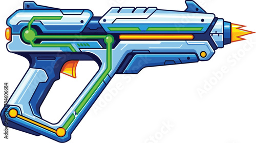 Retro Gaming Style Sci-Fi Energy Blaster Vector