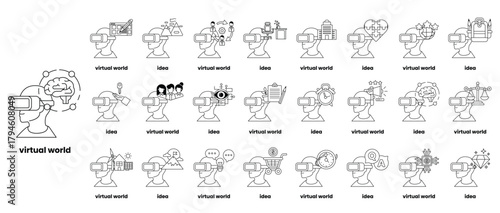 A series of drawings of people in a virtual world