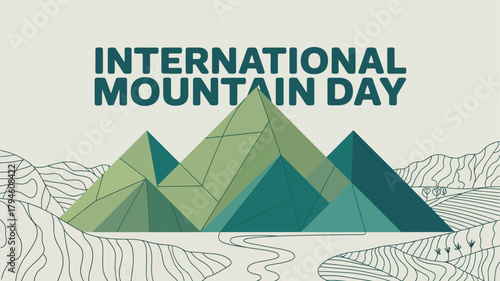 International Mountain Day Geometric Mountain Landscape Nature Conservation Design
