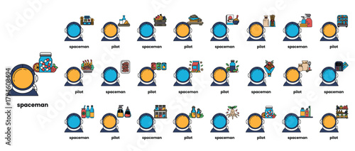 A collection of cartoon characters with the word "Pilot" written in the center